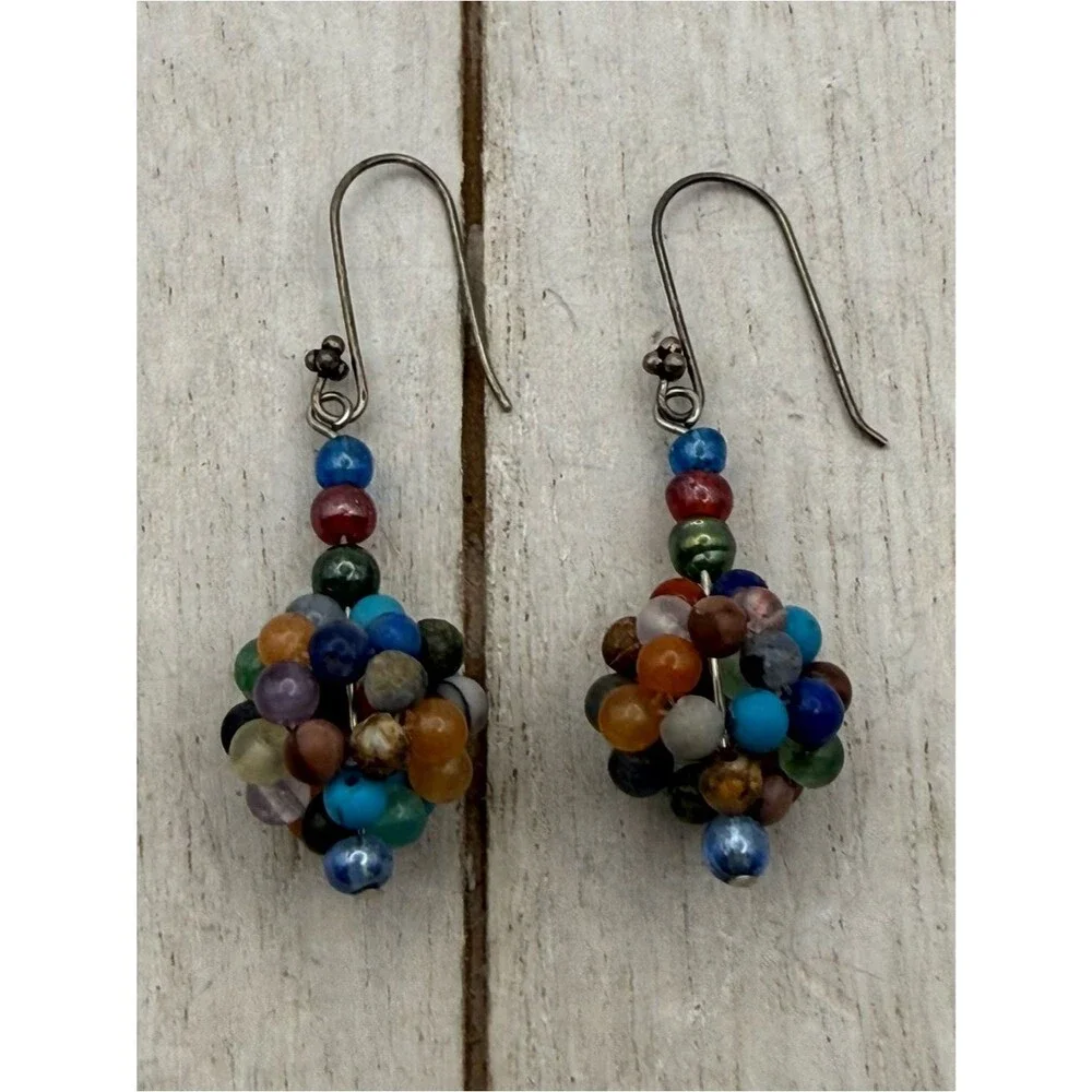 Multicolor Beaded Cluster Drop Earrings - Women Jewelry